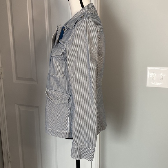 LOFT Denin Stripped Button Zip Jacket - Picture 5 of 7